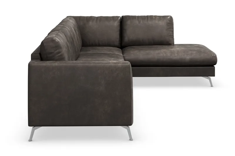 Ocean Lyx 4-sits Högervänd L-formad Schäslongsoffa i Konstläder - Mörkgrå - Möbler - Vardagsrum - Soffor - Skinnsoffor