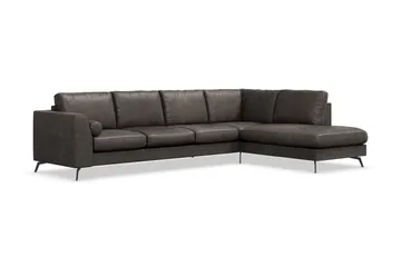 Ocean Lyx 4-sits Högervänd L-formad Schäslongsoffa i Konstläder - Mörkgrå - Möbler - Vardagsrum - Soffor - Skinnsoffor