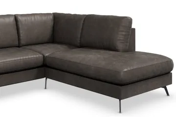 Ocean Lyx 4-sits Högervänd L-formad Schäslongsoffa i Konstläder - Mörkgrå - Möbler - Vardagsrum - Soffor - Skinnsoffor