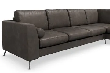 Ocean Lyx 4-sits Högervänd L-formad Schäslongsoffa i Konstläder - Mörkgrå - Möbler - Vardagsrum - Soffor - Skinnsoffor