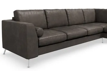 Ocean Lyx 4-sits Högervänd L-formad Schäslongsoffa i Konstläder - Mörkgrå - Möbler - Vardagsrum - Soffor - Skinnsoffor