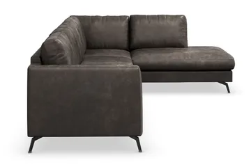 Ocean Lyx 4-sits Högervänd L-formad Schäslongsoffa i Konstläder - Mörkgrå - Möbler - Vardagsrum - Soffor - Skinnsoffor