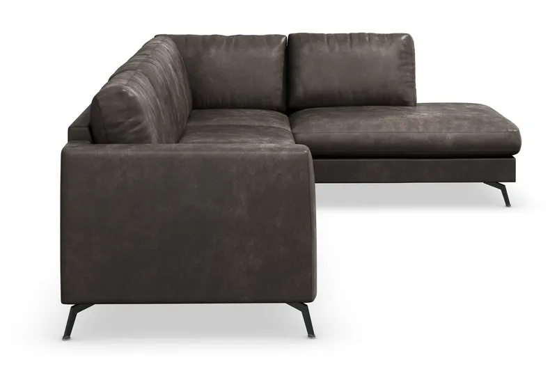 Ocean Lyx 4-sits Högervänd L-formad Schäslongsoffa i Konstläder - Mörkgrå - Möbler - Vardagsrum - Soffor - Skinnsoffor