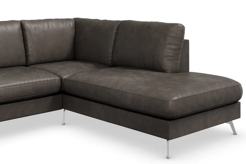 Ocean Lyx 4-sits Högervänd L-formad Schäslongsoffa i Konstläder - Mörkgrå - Möbler - Vardagsrum - Soffor - Skinnsoffor