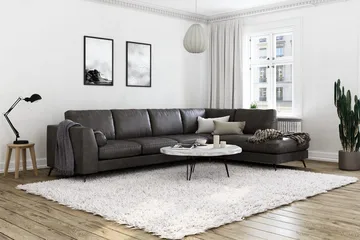 Ocean Lyx 4-sits Högervänd L-formad Schäslongsoffa i Konstläder - Mörkgrå - Möbler - Vardagsrum - Soffor - Skinnsoffor