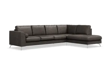 Ocean Lyx 4-sits Högervänd L-formad Schäslongsoffa i Konstläder - Mörkgrå - Möbler - Vardagsrum - Soffor - Skinnsoffor