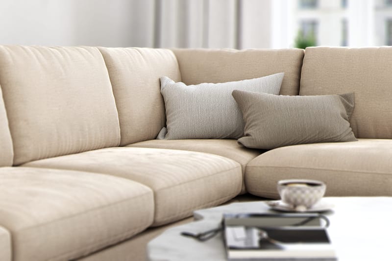 Ocean Lyx 4-sits Högervänd L-formad Schäslongsoffa i Sammet - Beige - Möbler - Vardagsrum - Soffor - Divansoffa & schäslong