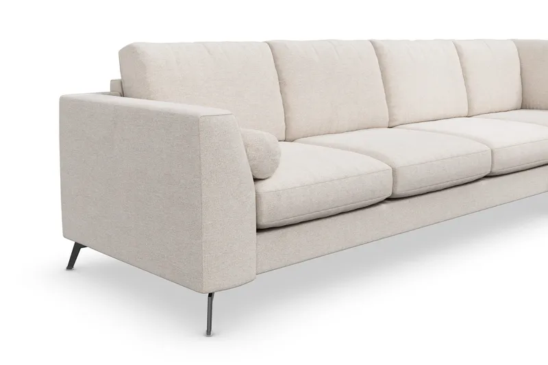 Ocean Lyx 4-sits Högervänd L-formad Schäslongsoffa i Tyg - Beige - Möbler - Vardagsrum - Soffor - Divansoffa & schäslong