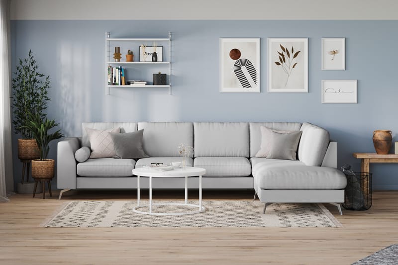 Ocean Lyx 4-sits Högervänd L-formad Schäslongsoffa i Tyg - Grå - Möbler - Vardagsrum - Soffor - Divansoffa & schäslong