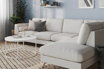 Ocean Lyx 4-sits Högervänd L-formad Schäslongsoffa i Tyg - Ljusgrå - Möbler - Vardagsrum - Soffor - Divansoffa & schäslong