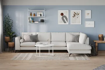 Ocean Lyx 4-sits Högervänd L-formad Schäslongsoffa i Tyg - Ljusgrå - Möbler - Vardagsrum - Soffor - Divansoffa & schäslong