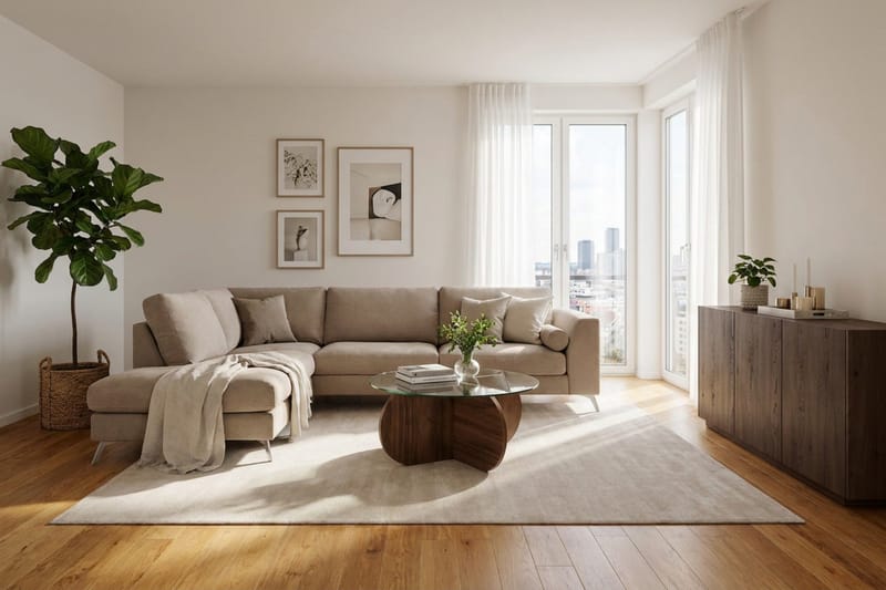 Ocean Lyx 4-sits Soffa med Schäslong Vänster - Ljusbrun - Möbler - Vardagsrum - Soffor - Divansoffa & schäslong