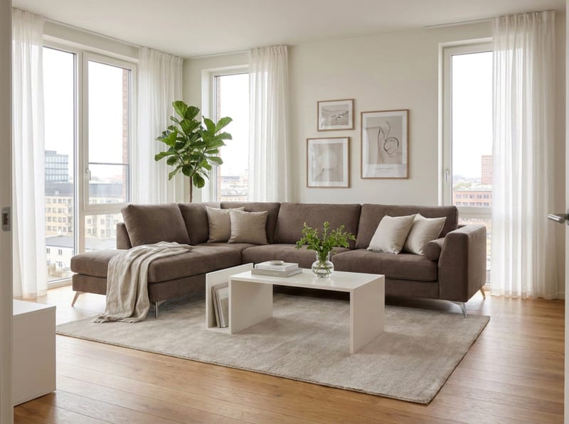 Ocean Lyx 4-sits Soffa med Schäslong Vänster - Mörkbrun - Möbler - Vardagsrum - Soffor - Divansoffa & schäslong