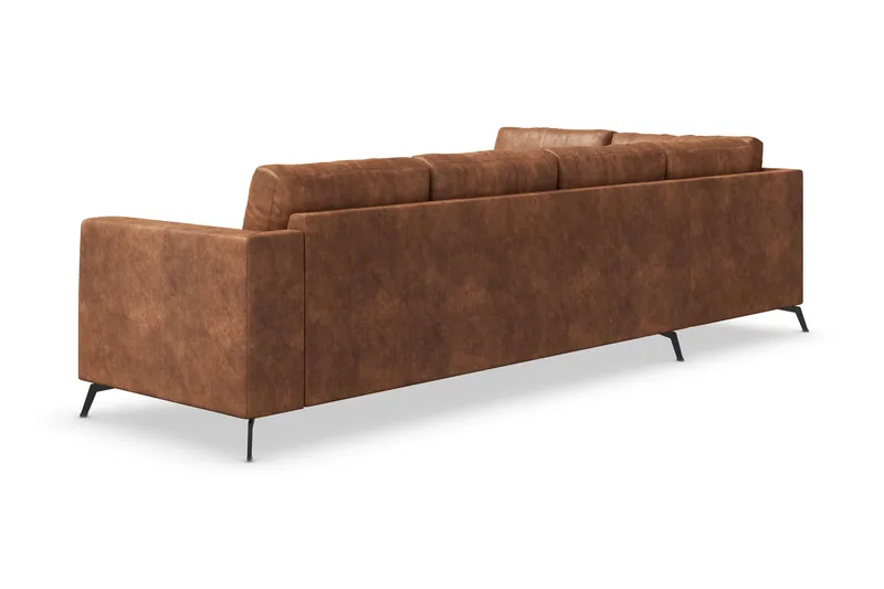 Ocean Lyx 4-sits Vänstervänd L-formad Schäslongsoffa i Konstläder - Brun - Möbler - Vardagsrum - Soffor - Skinnsoffor