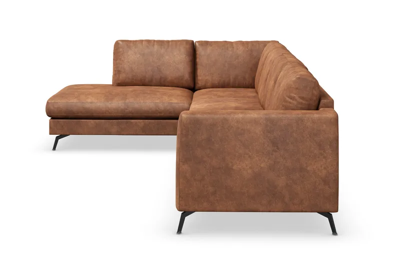 Ocean Lyx 4-sits Vänstervänd L-formad Schäslongsoffa i Konstläder - Brun - Möbler - Vardagsrum - Soffor - Skinnsoffor