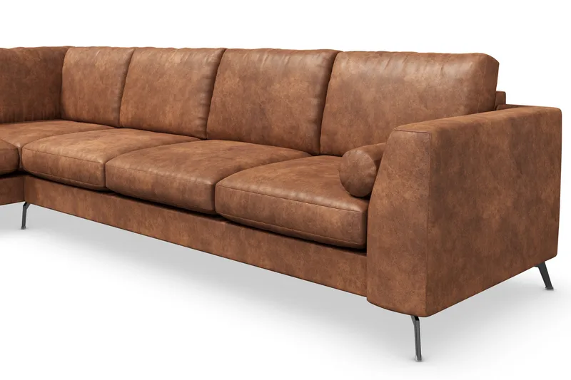 Ocean Lyx 4-sits Vänstervänd L-formad Schäslongsoffa i Konstläder - Brun - Möbler - Vardagsrum - Soffor - Skinnsoffor