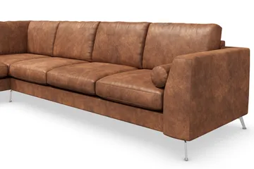Ocean Lyx 4-sits Vänstervänd L-formad Schäslongsoffa i Konstläder - Brun - Möbler - Vardagsrum - Soffor - Skinnsoffor