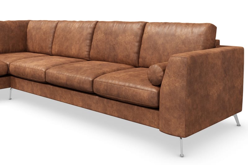 Ocean Lyx 4-sits Vänstervänd L-formad Schäslongsoffa i Konstläder - Brun - Möbler - Vardagsrum - Soffor - Skinnsoffor