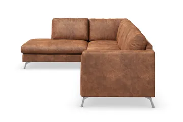 Ocean Lyx 4-sits Vänstervänd L-formad Schäslongsoffa i Konstläder - Brun - Möbler - Vardagsrum - Soffor - Skinnsoffor