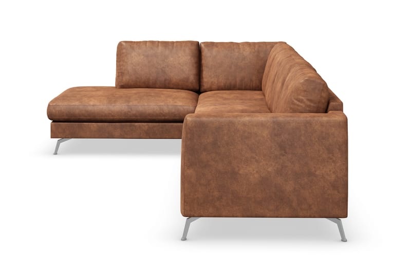 Ocean Lyx 4-sits Vänstervänd L-formad Schäslongsoffa i Konstläder - Brun - Möbler - Vardagsrum - Soffor - Skinnsoffor