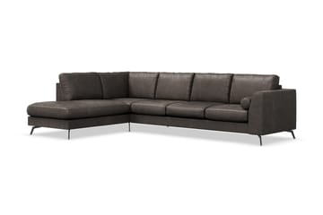 Ocean Lyx 4-sits Vänstervänd L-formad Schäslongsoffa i Konstläder - Mörkgrå - Möbler - Vardagsrum - Soffor - Skinnsoffor
