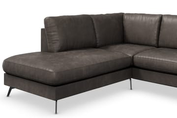 Ocean Lyx 4-sits Vänstervänd L-formad Schäslongsoffa i Konstläder - Mörkgrå - Möbler - Vardagsrum - Soffor - Skinnsoffor