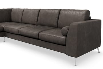 Ocean Lyx 4-sits Vänstervänd L-formad Schäslongsoffa i Konstläder - Mörkgrå - Möbler - Vardagsrum - Soffor - Divansoffa & schäslong