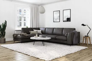 Ocean Lyx 4-sits Vänstervänd L-formad Schäslongsoffa i Konstläder - Mörkgrå - Möbler - Vardagsrum - Soffor - Divansoffa & schäslong
