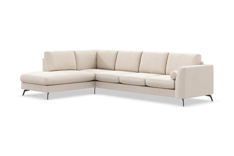 Ocean Lyx 4-sits Vänstervänd L-formad Schäslongsoffa i Tyg - Beige - Möbler - Vardagsrum - Soffor - Divansoffa & schäslong