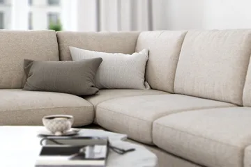 Ocean Lyx 4-sits Vänstervänd L-formad Schäslongsoffa i Tyg - Beige - Möbler - Vardagsrum - Soffor - Divansoffa & schäslong