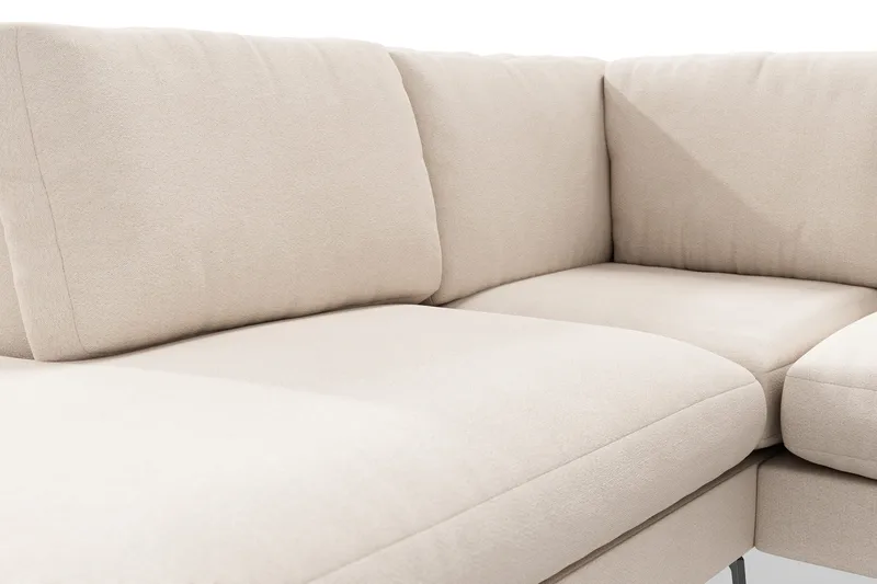 Ocean Lyx 4-sits Vänstervänd L-formad Schäslongsoffa i Tyg - Beige - Möbler - Vardagsrum - Soffor - Divansoffa & schäslong