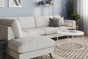 Ocean Lyx 4-sits Vänstervänd L-formad Schäslongsoffa i Tyg - Ljusgrå - Möbler - Vardagsrum - Soffor - Divansoffa & schäslong