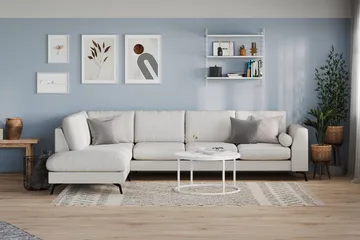 Ocean Lyx 4-sits Vänstervänd L-formad Schäslongsoffa i Tyg - Ljusgrå - Möbler - Vardagsrum - Soffor - Divansoffa & schäslong