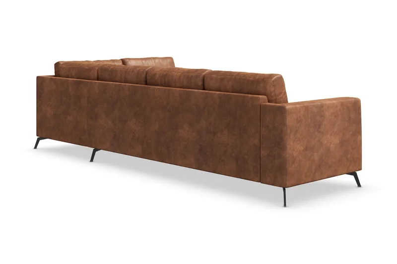 Ocean Lyx 5-sits Högervänd L-formad Schäslongsoffa i Konstläder - Brun - Möbler - Vardagsrum - Soffor - Skinnsoffor