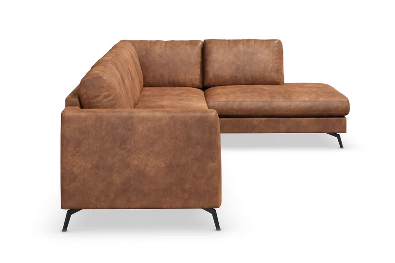 Ocean Lyx 5-sits Högervänd L-formad Schäslongsoffa i Konstläder - Brun - Möbler - Vardagsrum - Soffor - Skinnsoffor