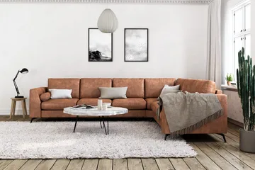 Ocean Lyx 5-sits Vändbar L-formad Hörnsoffa i Konstläder - Brun - Möbler - Vardagsrum - Soffor - Skinnsoffor