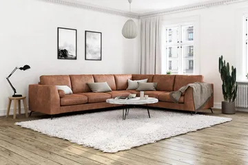 Ocean Lyx 5-sits Vändbar L-formad Hörnsoffa i Konstläder - Brun - Möbler - Vardagsrum - Soffor - Skinnsoffor