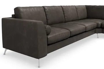 Ocean Lyx 5-sits Vändbar L-formad Hörnsoffa i Konstläder - Mörkgrå - Möbler - Vardagsrum - Soffor - Skinnsoffor