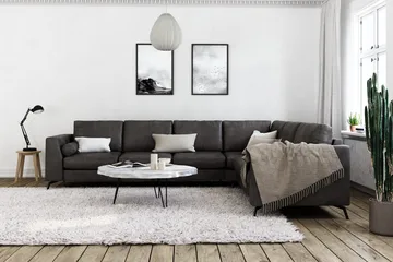 Ocean Lyx 5-sits Vändbar L-formad Hörnsoffa i Konstläder - Mörkgrå - Möbler - Vardagsrum - Soffor - Skinnsoffor