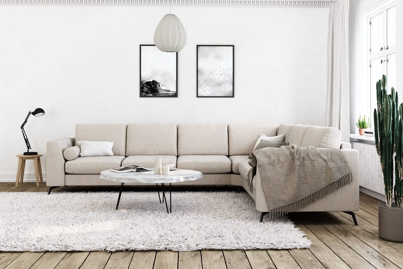 Ocean Lyx 5-sits Vändbar L-formad Hörnsoffa i Tyg - Beige - Möbler - Vardagsrum - Soffor - Hörnsoffor