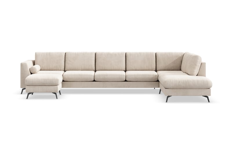 Ocean Lyx 6-sits Högervänd U-formad Soffa med Divan och Schäslong + Fotpall i Manchester - Beige - Möbler - Vardagsrum - Soffor - Divansoffa & schäslong