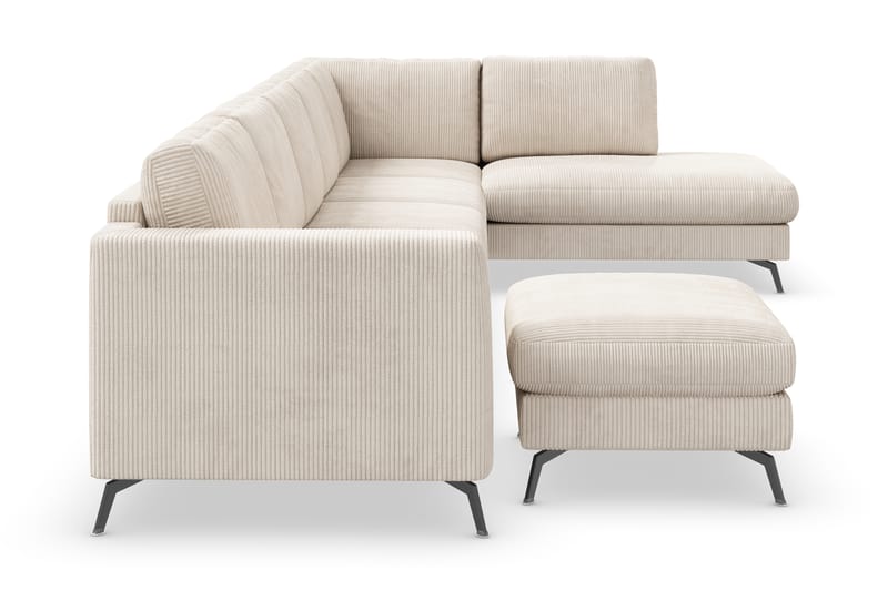 Ocean Lyx 6-sits Högervänd U-formad Soffa med Divan och Schäslong + Fotpall i Manchester - Beige - Möbler - Vardagsrum - Soffor - Divansoffa & schäslong