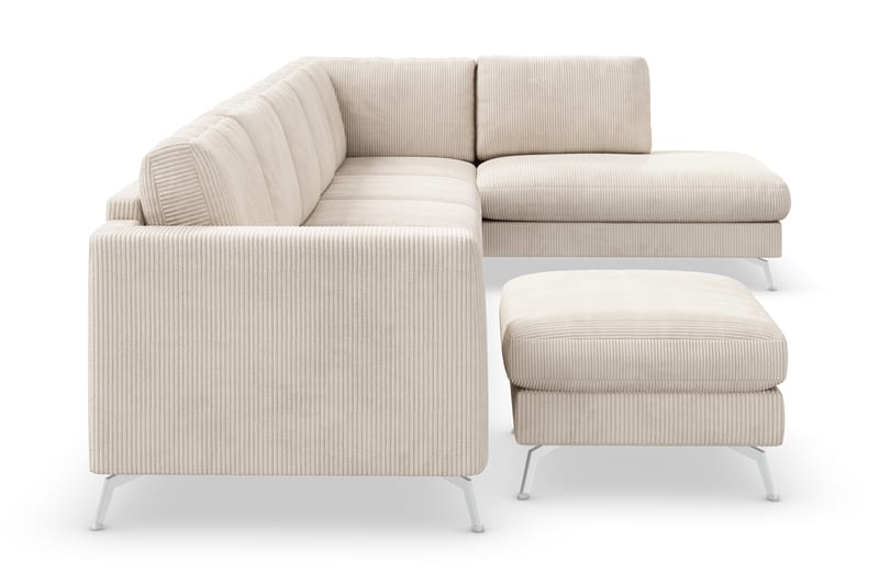 Ocean Lyx 6-sits Högervänd U-formad Soffa med Divan och Schäslong + Fotpall i Manchester - Beige - Möbler - Vardagsrum - Soffor - Divansoffa & schäslong