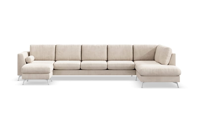 Ocean Lyx 6-sits Högervänd U-formad Soffa med Divan och Schäslong + Fotpall i Manchester - Beige - Möbler - Vardagsrum - Soffor - U-soffor