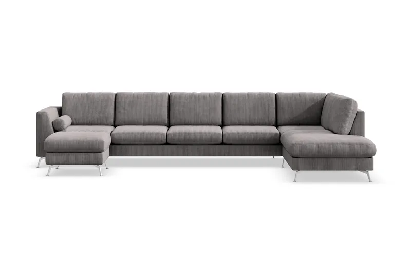 Ocean Lyx 6-sits Högervänd U-formad Soffa med Divan och Schäslong + Fotpall i Manchester, Mörkgrå
