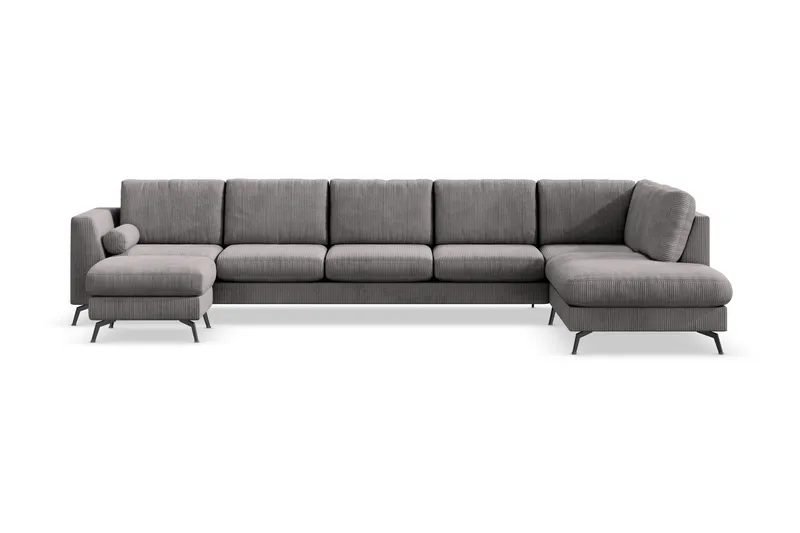 Ocean Lyx 6-sits Högervänd U-formad Soffa med Divan och Schäslong + Fotpall i Manchester, Mörkgrå