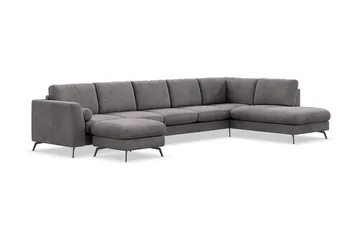 Ocean Lyx 6-sits Högervänd U-formad Soffa med Divan och Schäslong + Fotpall i Manchester - Mörkgrå - Möbler - Vardagsrum - Soffor - U-soffor