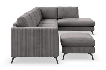 Ocean Lyx 6-sits Högervänd U-formad Soffa med Divan och Schäslong + Fotpall i Manchester - Mörkgrå - Möbler - Vardagsrum - Soffor - U-soffor