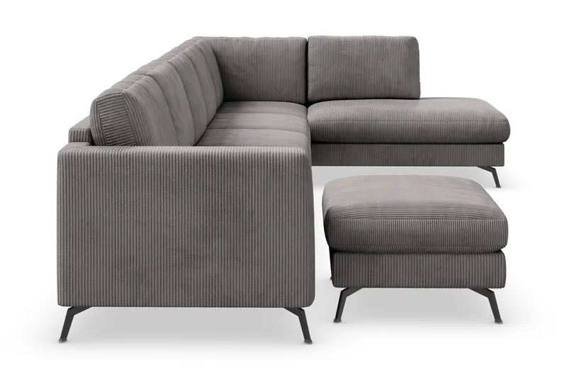 Ocean Lyx 6-sits Högervänd U-formad Soffa med Divan och Schäslong + Fotpall i Manchester - Mörkgrå - Möbler - Vardagsrum - Soffor - U-soffor