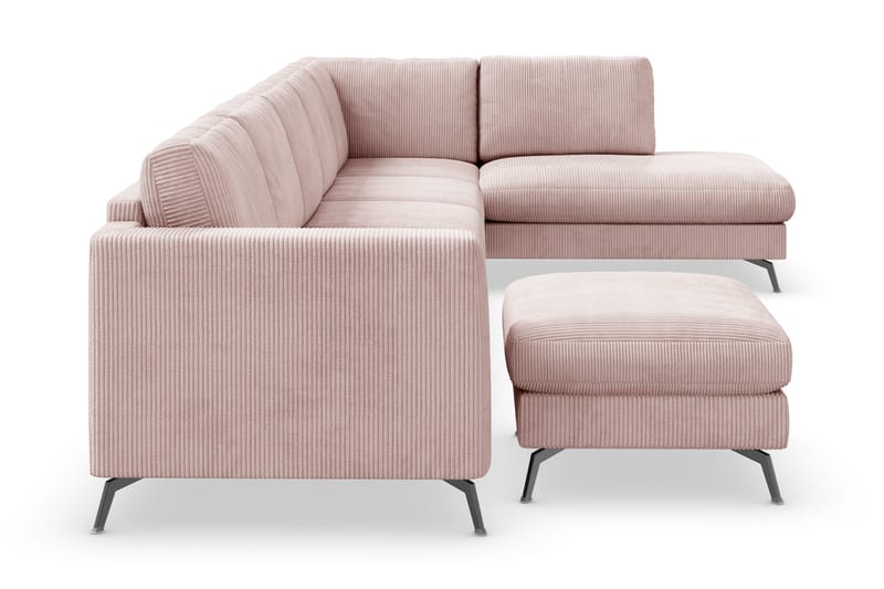 Ocean Lyx 6-sits Högervänd U-formad Soffa med Divan och Schäslong + Fotpall i Manchester - Rosa - Möbler - Vardagsrum - Soffor - U-soffor
